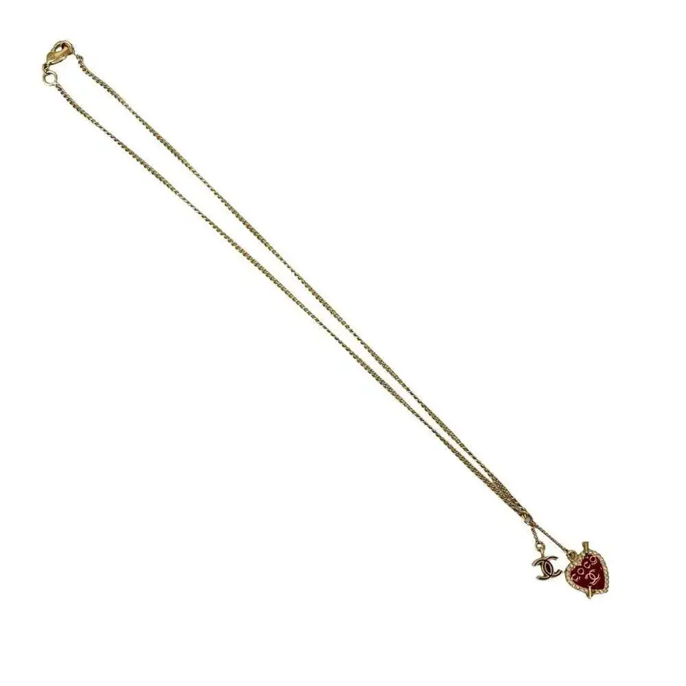 CHANEL Red Logo Necklace